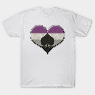 Large Asexual Pride Flag Colored Heart with Ace Symbol T-Shirt